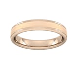 Goldsmiths 4mm D Shape Standard Matt Centre With Grooves Wedding Ring In 9 Carat Rose Gold