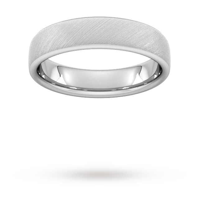Goldsmiths 4mm D Shape Standard Diagonal Matt Finish Wedding Ring In Platinum - Ring Size S