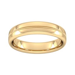 08307389 - 5mm D Shape Standard Milgrain Centre Wedding Ring In 9 Carat Yellow Gold