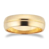 Goldsmiths 5mm D Shape Standard Grooved Polished Finish Wedding Ring In 9 Carat Yellow Gold