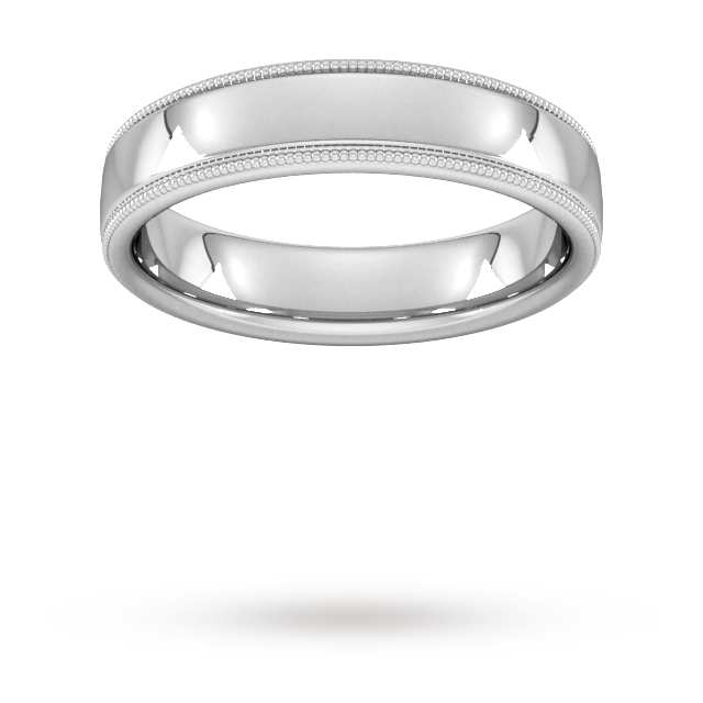 5mm D Shape Standard Milgrain Edge Wedding Ring In Platinum - Rin