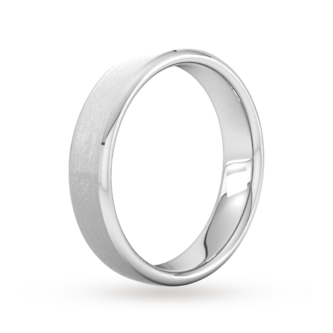Goldsmiths 5mm D Shape Standard Polished Chamfered Edges With Matt Centre Wedding Ring In 9 Carat White Gold