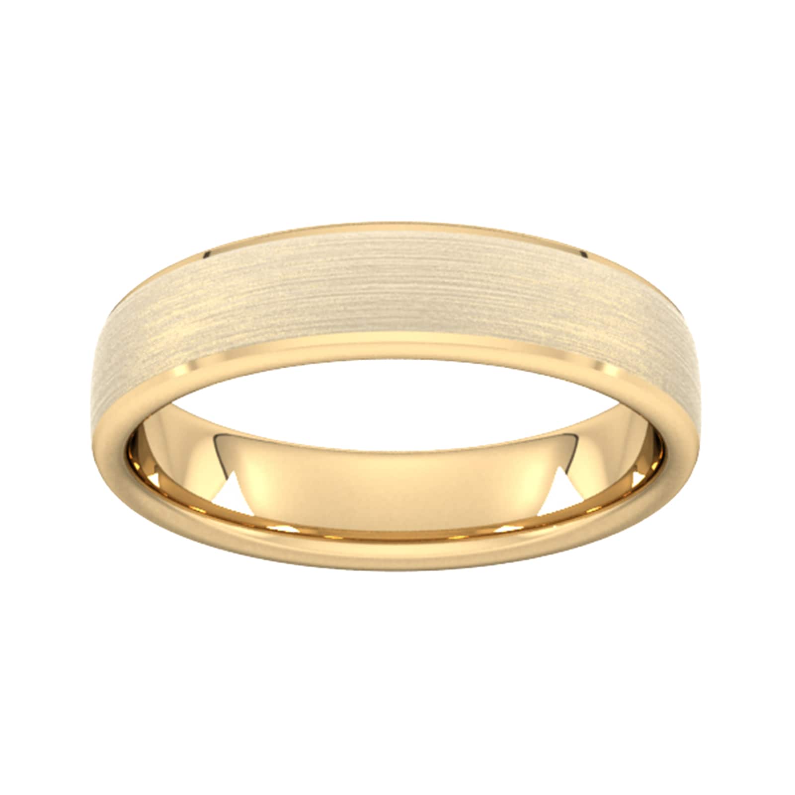 5mm D Shape Standard Polished Chamfered Edges With Matt Centre Wedding Ring In 18 Carat Yellow Gold - Ring Size I