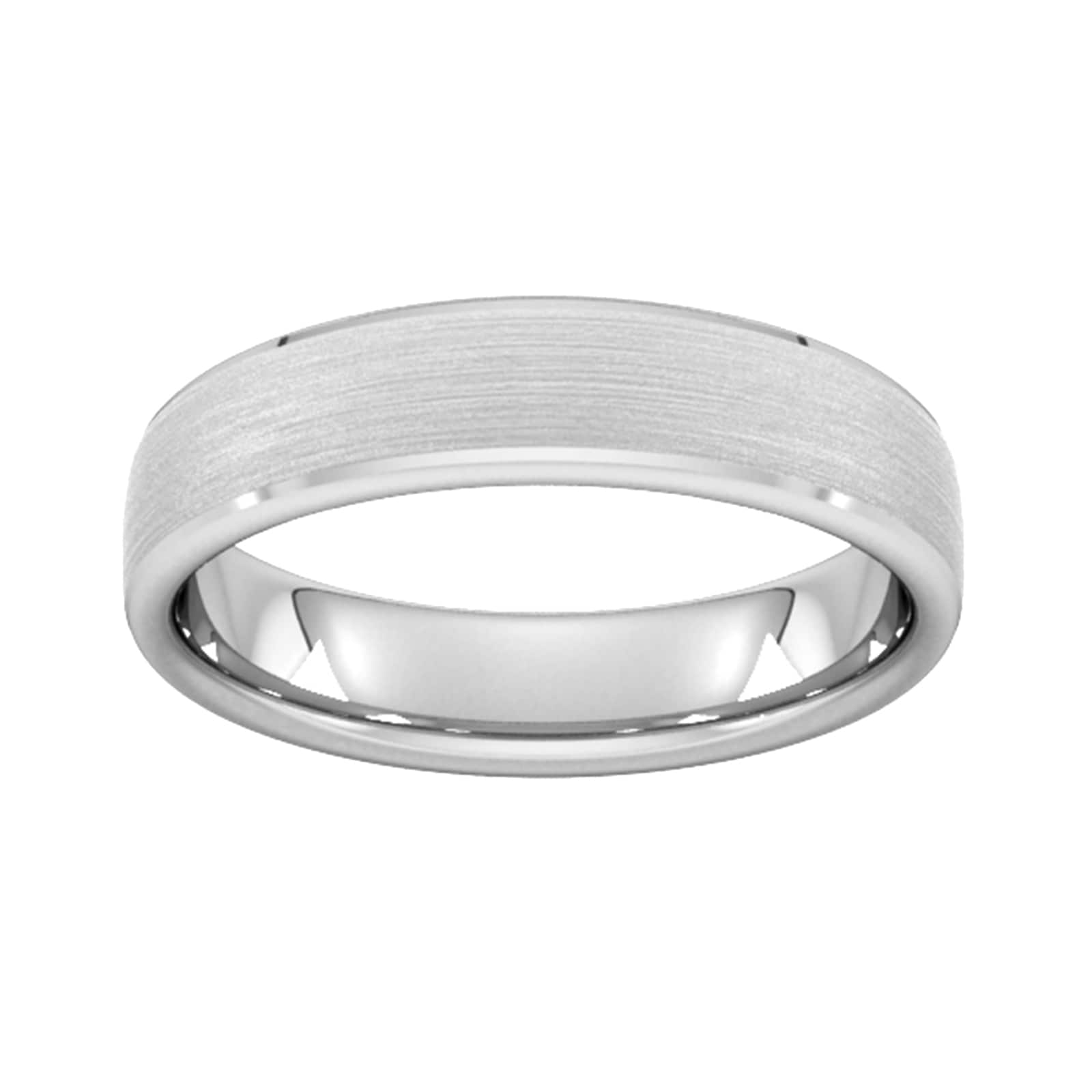 5mm D Shape Standard Polished Chamfered Edges With Matt Centre Wedding Ring In Platinum - Ring Size W