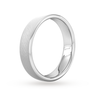 Goldsmiths 5mm D Shape Standard Diagonal Matt Finish Wedding Ring In 9 Carat White Gold