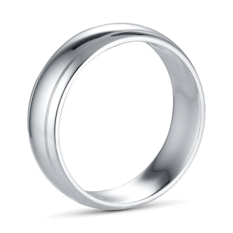 Best Luxury 
6mm D Shape Standard Polished Finish With Grooves Wedding Ring In 9 Carat White Gold
