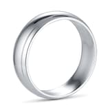 Goldsmiths 6mm D Shape Standard Polished Finish With Grooves Wedding Ring In 9 Carat White Gold