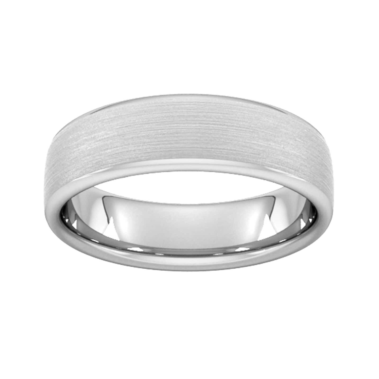 6mm D Shape Standard Matt Finished Wedding Ring In 9 Carat White Gold - Ring Size M