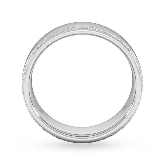 Goldsmiths 6mm D Shape Standard Milgrain Edge Wedding Ring In 9 Carat White Gold - Ring Size V