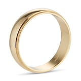 Goldsmiths 6mm D Shape Standard Milgrain Edge Wedding Ring In 18 Carat Yellow Gold