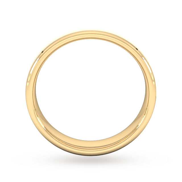 Goldsmiths 6mm D Shape Standard Polished Chamfered Edges With Matt Centre Wedding Ring In 9 Carat Yellow Gold - Ring Size Y