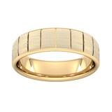 Goldsmiths 6mm D Shape Standard Vertical Lines Wedding Ring In 9 Carat Yellow Gold - Ring Size P
