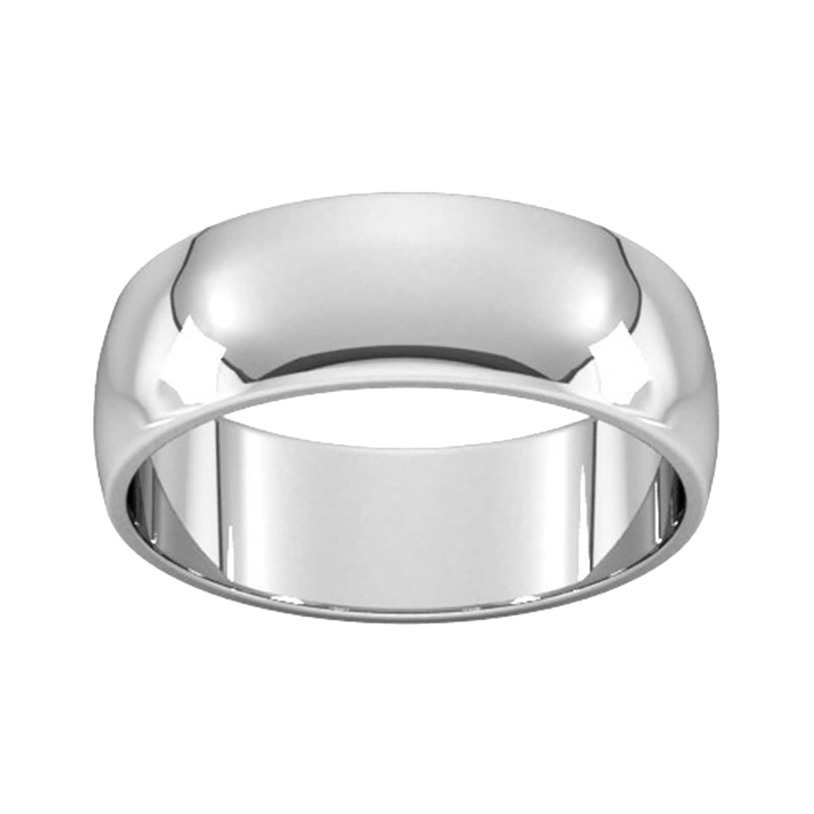 7mm D Shape Standard Wedding Ring In 18 Carat White Gold - Ring Size S