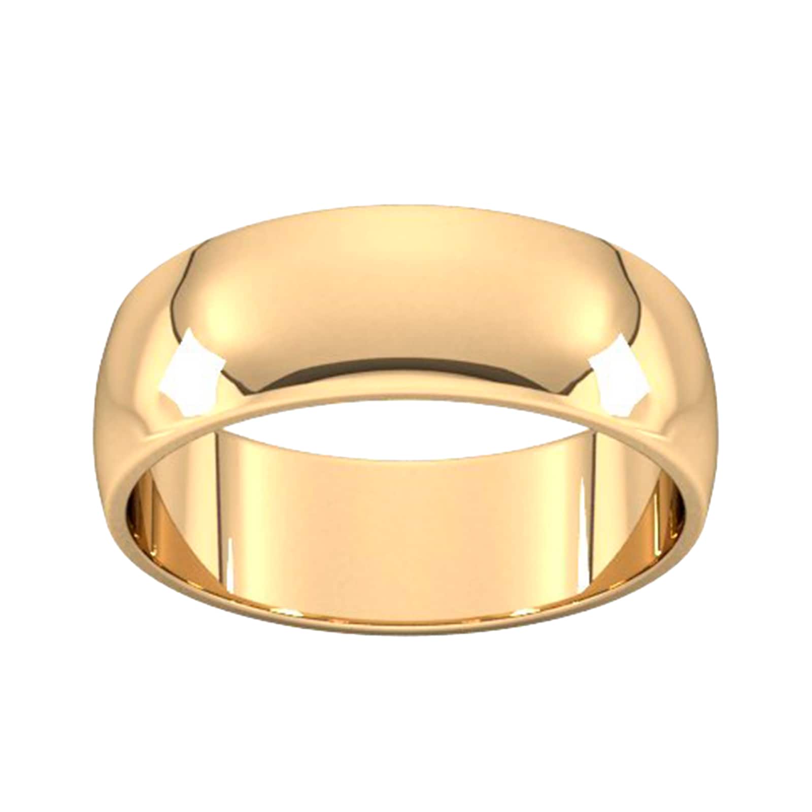 7mm D Shape Standard Wedding Ring In 18 Carat Yellow Gold - Ring Size N