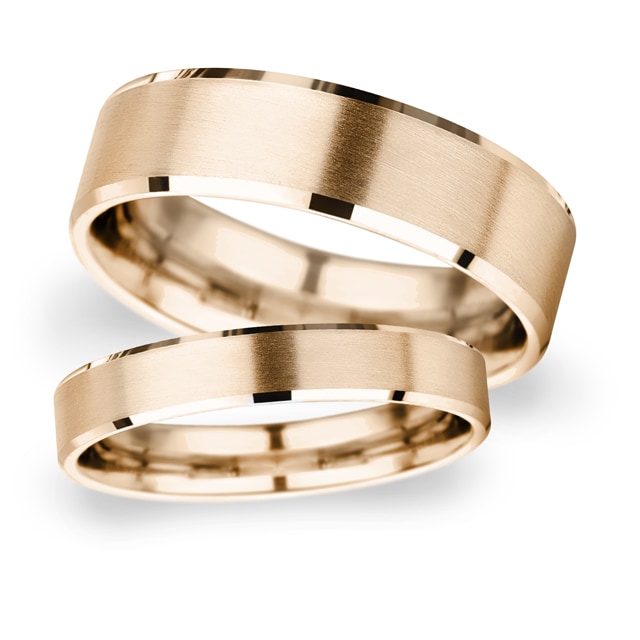 Goldsmiths 7mm D Shape Standard Polished Chamfered Edges With Matt Centre Wedding Ring In 9 Carat Rose Gold Goldsmiths 7mm D Shape Standard Polished Chamfered Edges With Matt Centre Wedding Ring In 9 Carat Rose Gold