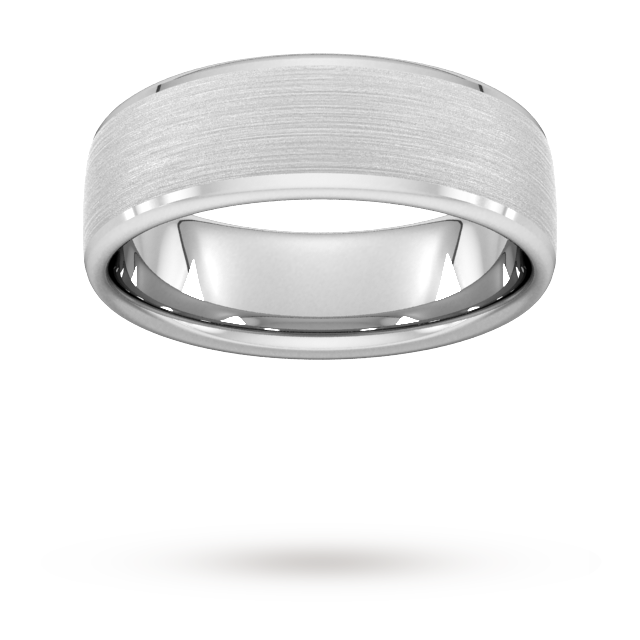 7mm D Shape Standard Polished Chamfered Edges With Matt Centre Wedding Ring In 950 Palladium - Ring Size G