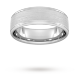 Goldsmiths 7mm D Shape Standard Matt Centre With Grooves Wedding Ring In 950 Palladium - Ring Size R