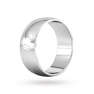 Goldsmiths 8mm D Shape Standard Wedding Ring In 9 Carat White Gold