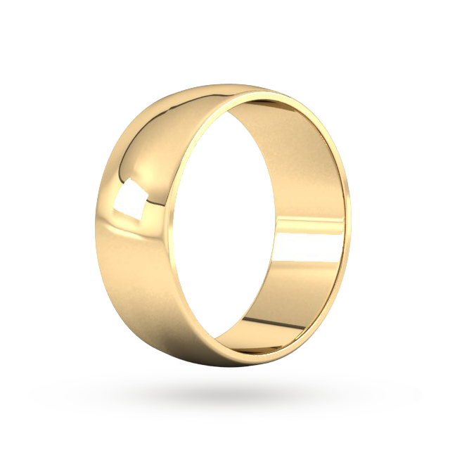 Goldsmiths 8mm D Shape Standard Wedding Ring In 9 Carat Yellow Gold