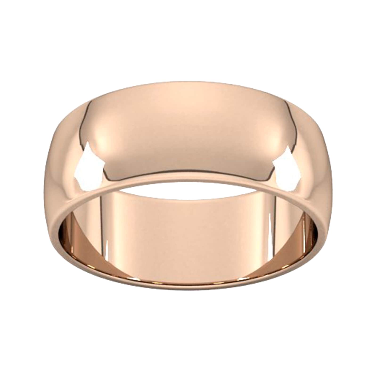 8mm D Shape Standard Wedding Ring In 9 Carat Rose Gold - Ring Size H