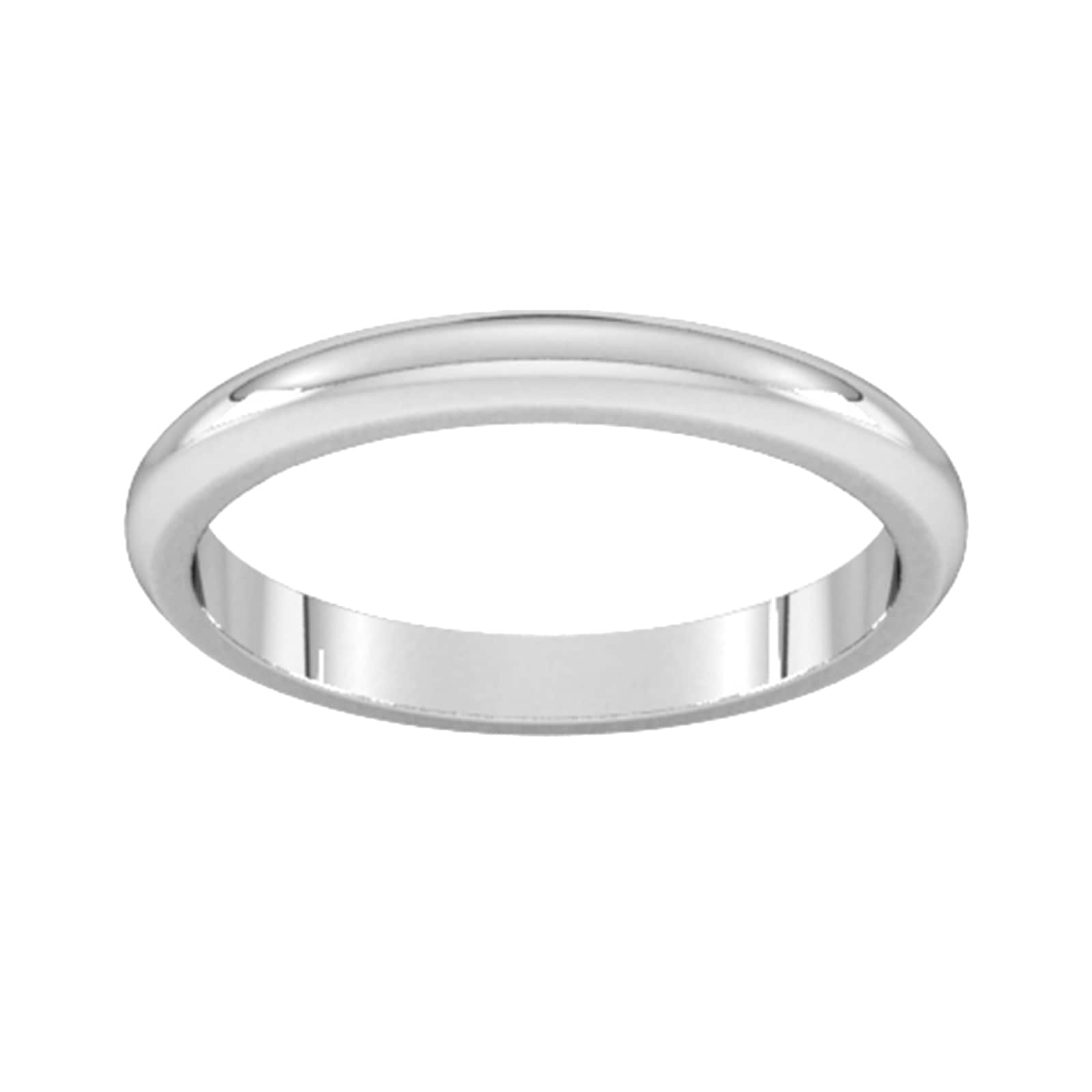 2.5mm D Shape Heavy Wedding Ring In 9 Carat White Gold - Ring Size G
