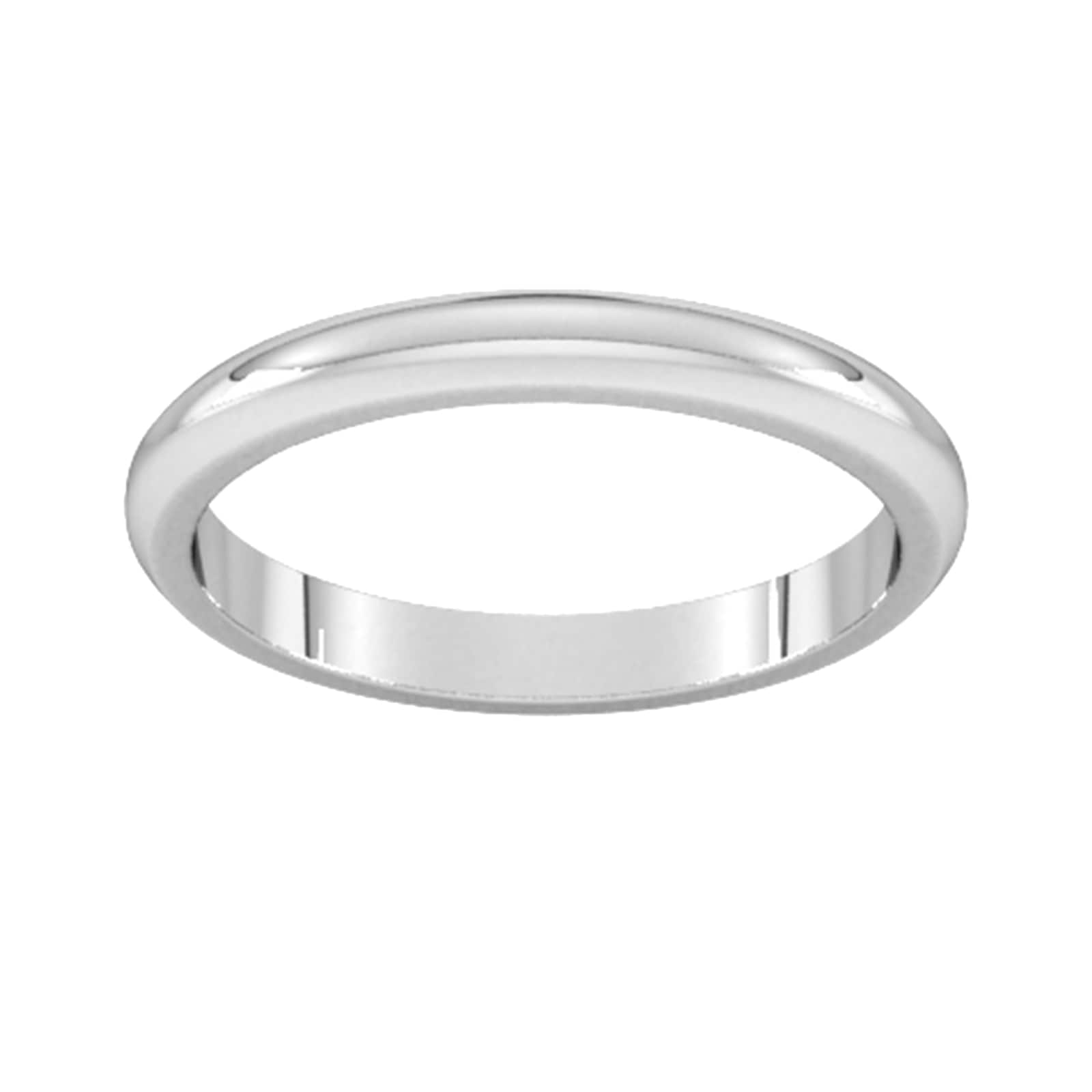 2.5mm D Shape Heavy Wedding Ring In 18 Carat White Gold - Ring Size U