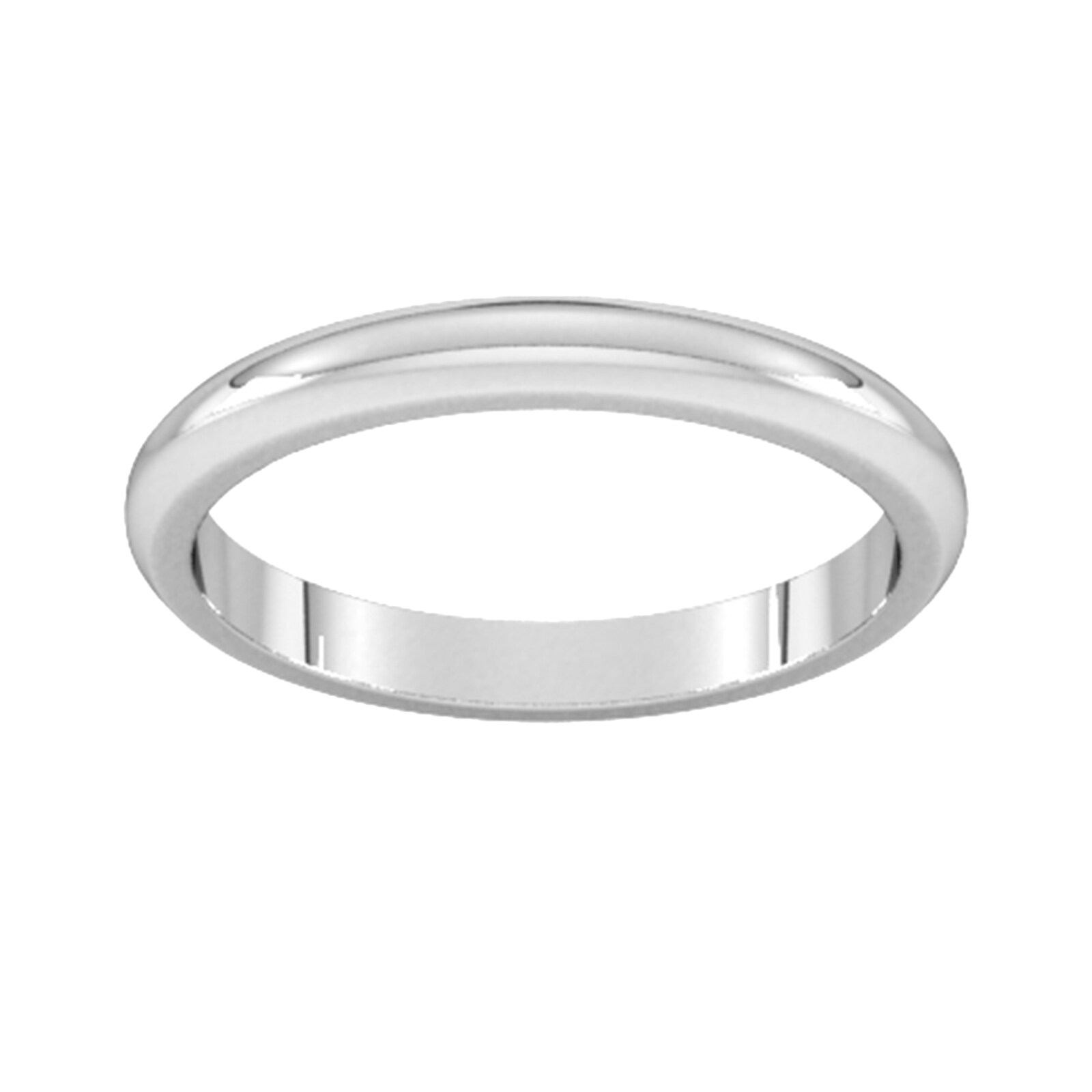 2.5mm D Shape Heavy Wedding Ring In 950 Palladium - Ring Size N