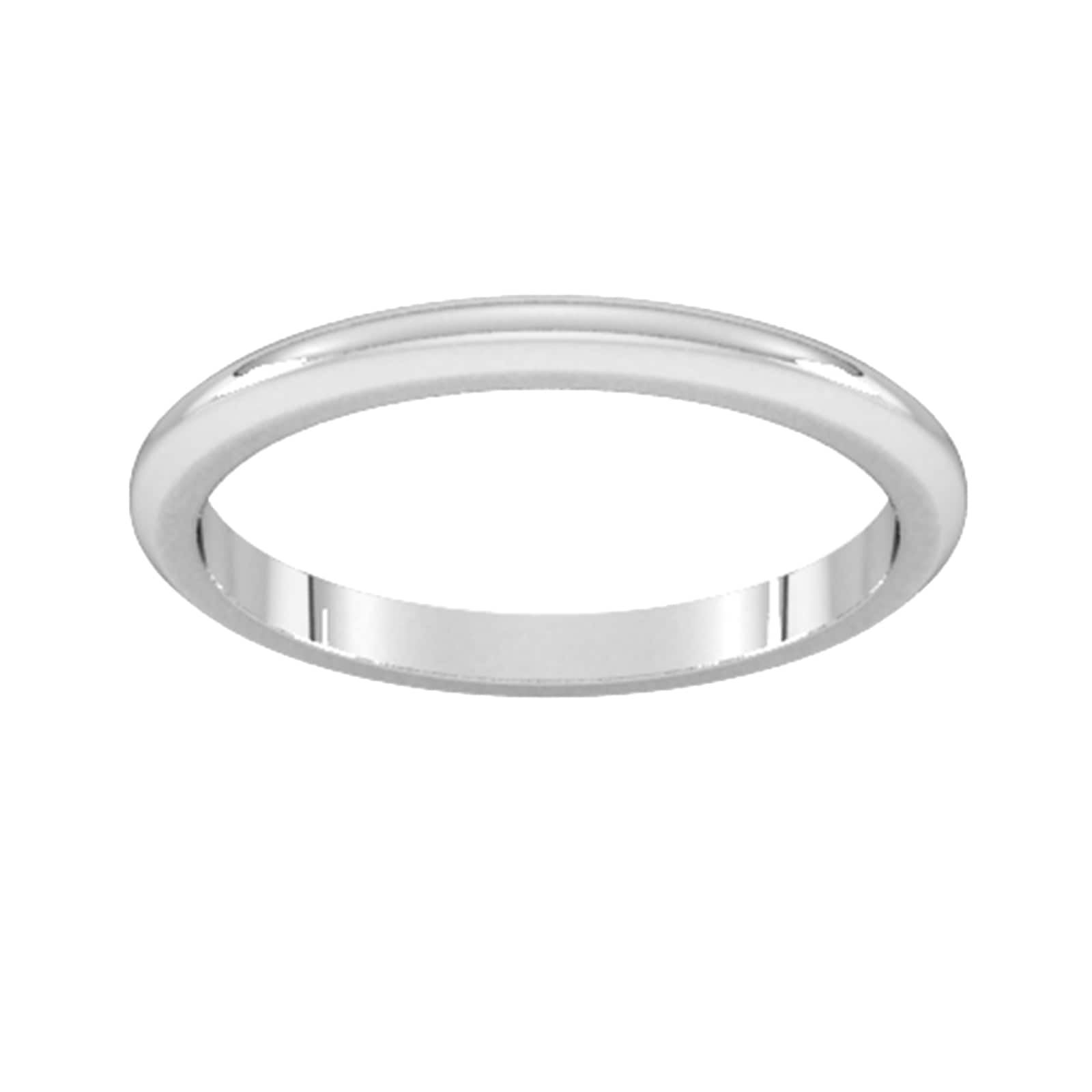2mm D Shape Heavy Wedding Ring In 9 Carat White Gold - Ring Size O