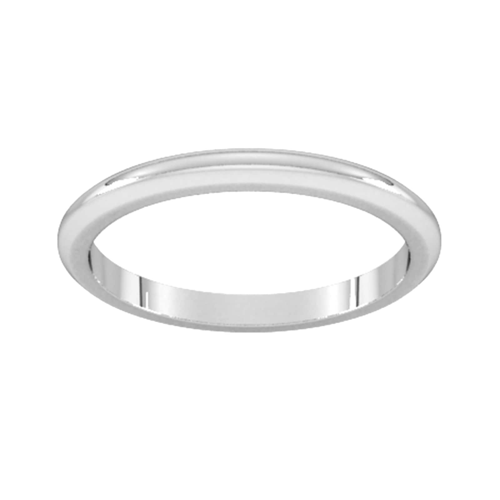 2mm D Shape Heavy Wedding Ring In 18 Carat White Gold - Ring Size U