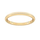 Goldsmiths 2mm D Shape Heavy Matt Centre With Grooves Wedding Ring In 18 Carat Yellow Gold - Ring Size P
