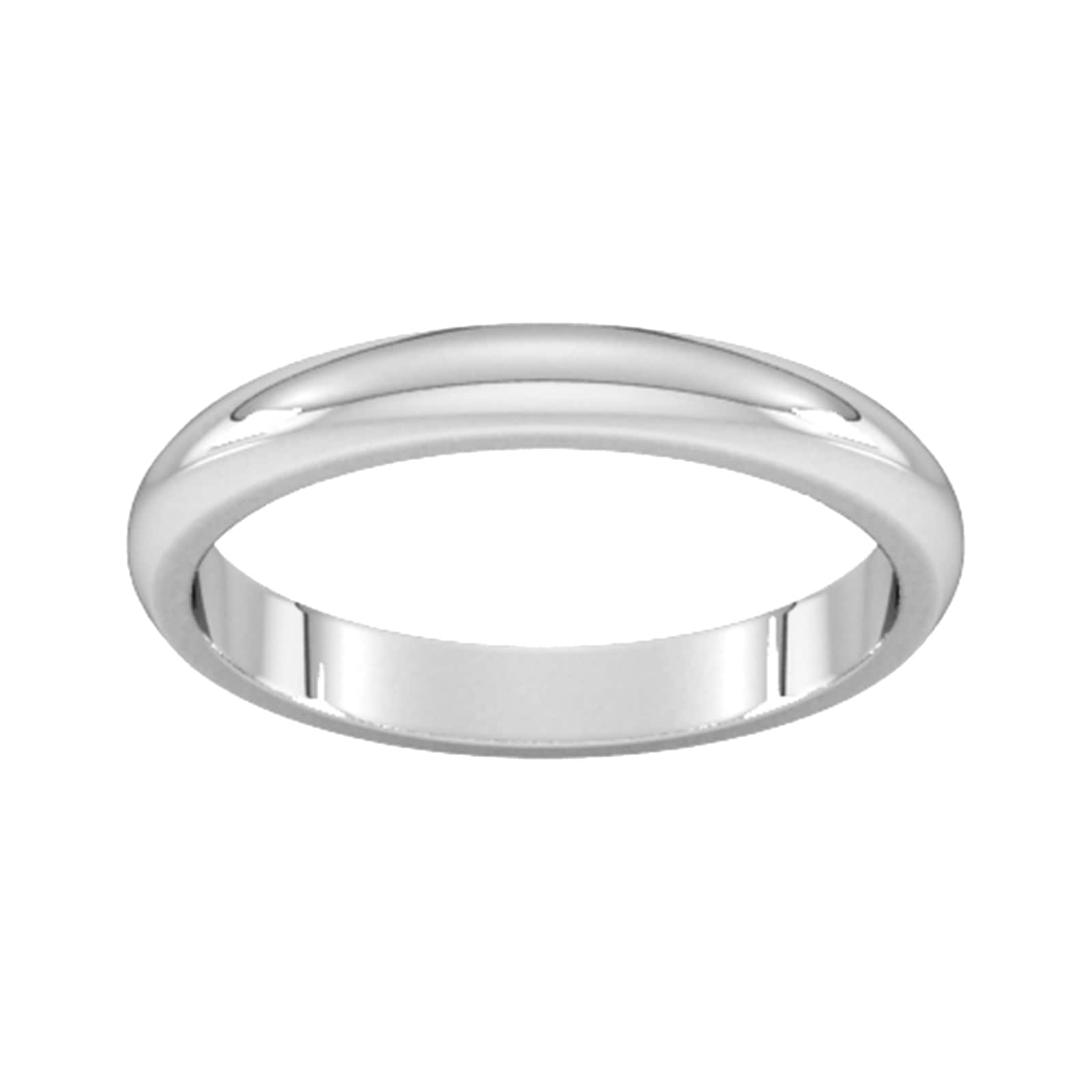 3mm D Shape Heavy Wedding Ring In 9 Carat White Gold - Ring Size R