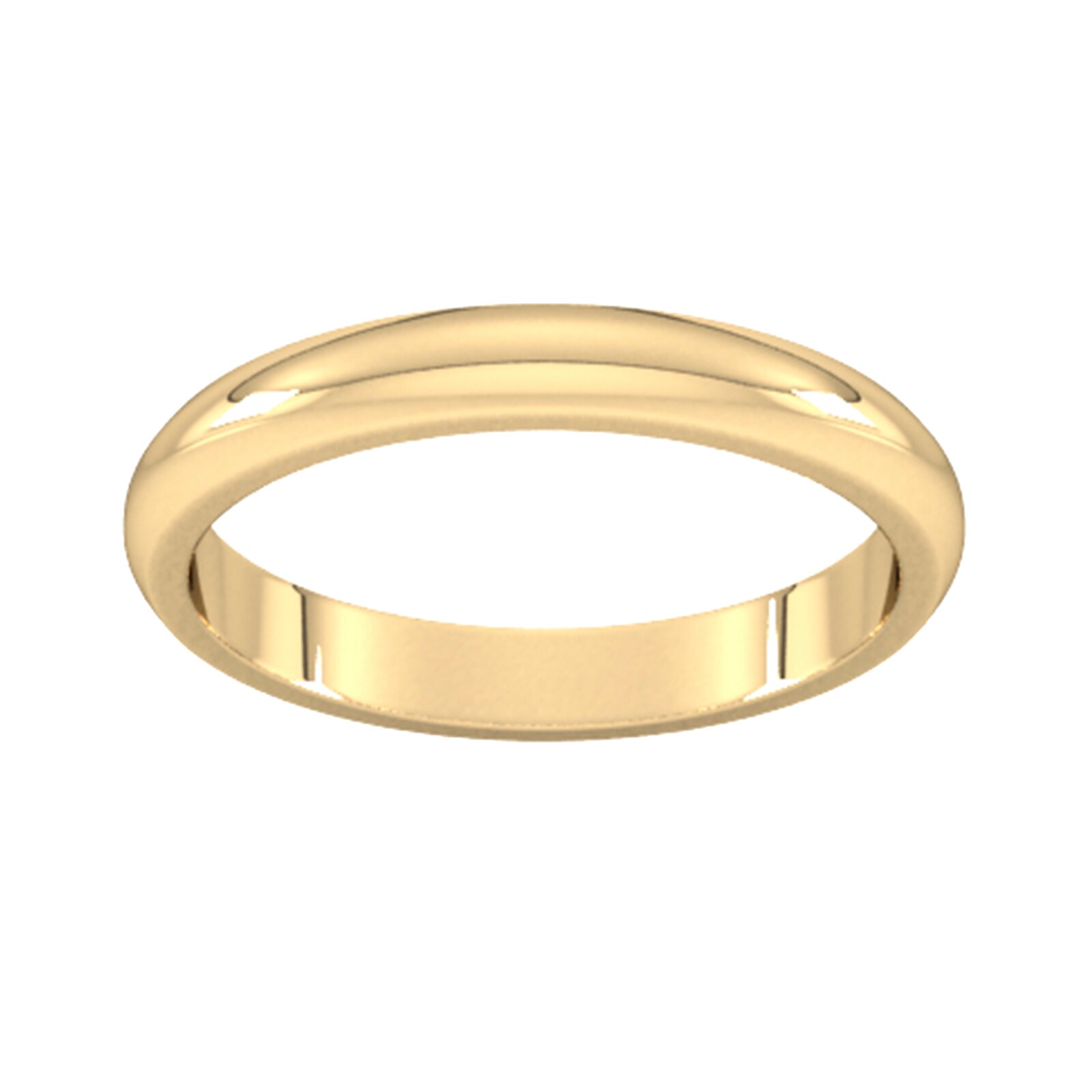 3mm D Shape Heavy Wedding Ring In 9 Carat Yellow Gold - Ring Size N