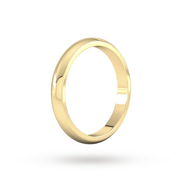 Goldsmiths 3mm D Shape Heavy Wedding Ring In 9 Carat Yellow Gold - Ring Size H