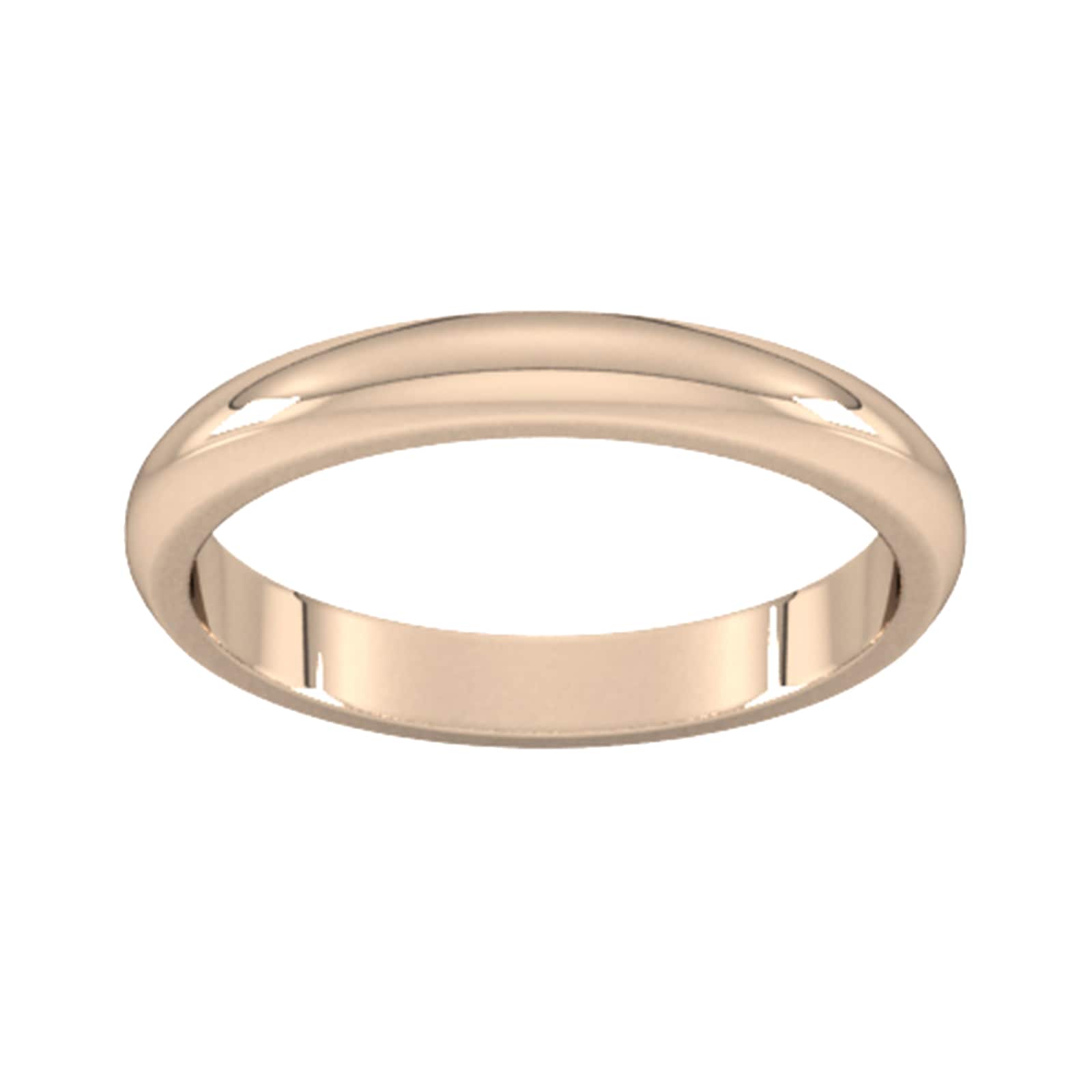 3mm D Shape Heavy Wedding Ring In 9 Carat Rose Gold - Ring Size U