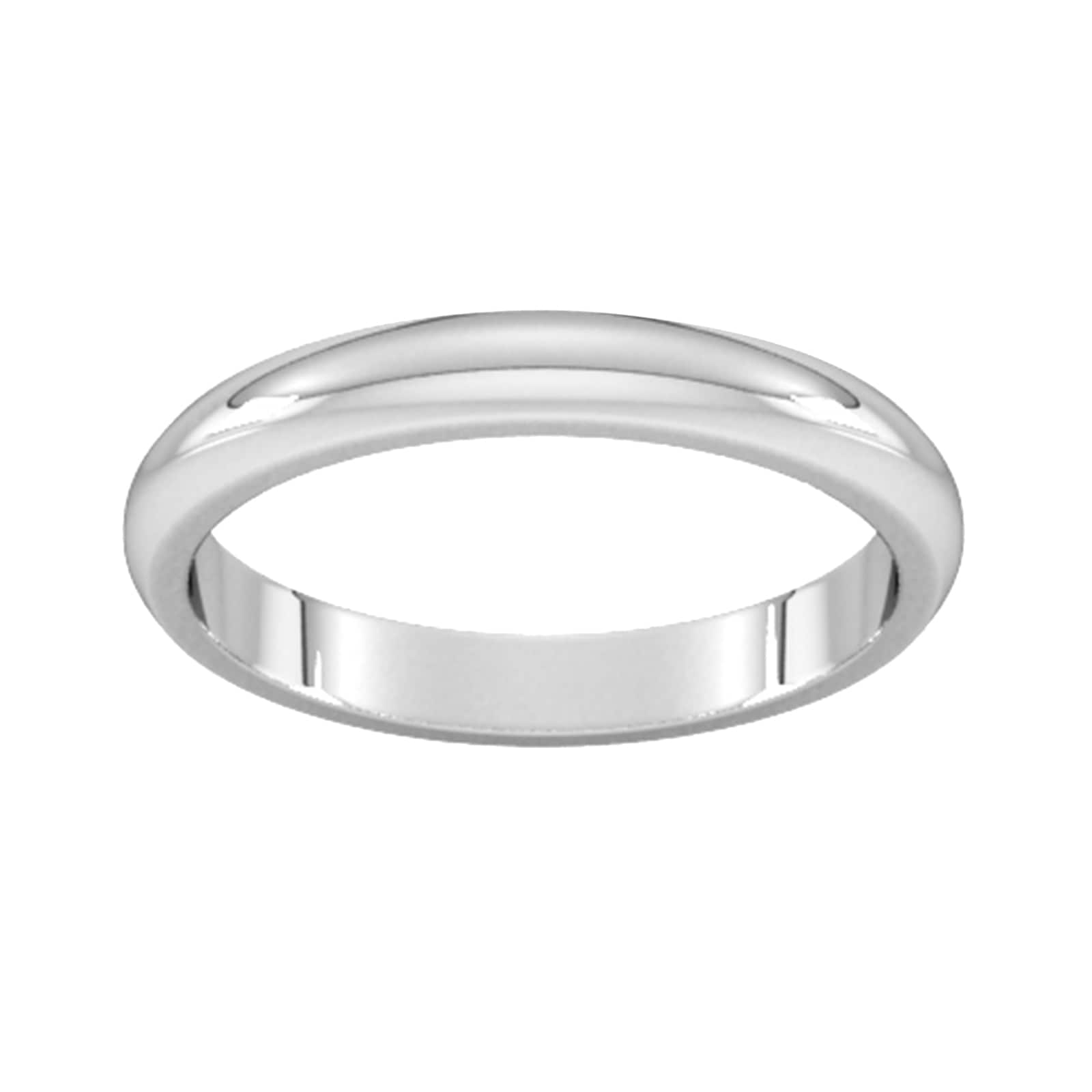 3mm D Shape Heavy Wedding Ring In 18 Carat White Gold - Ring Size W