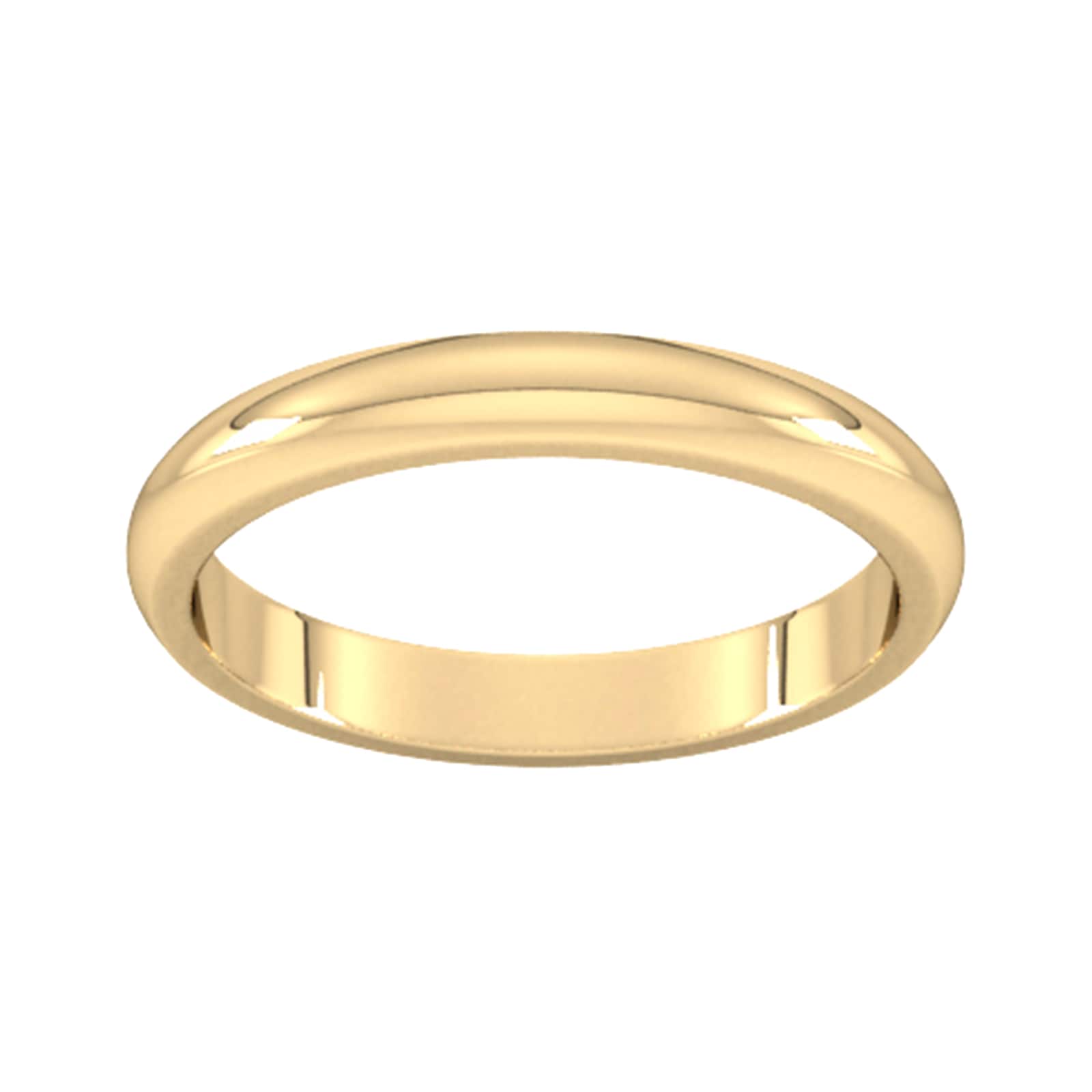 3mm D Shape Heavy Wedding Ring In 18 Carat Yellow Gold - Ring Size U