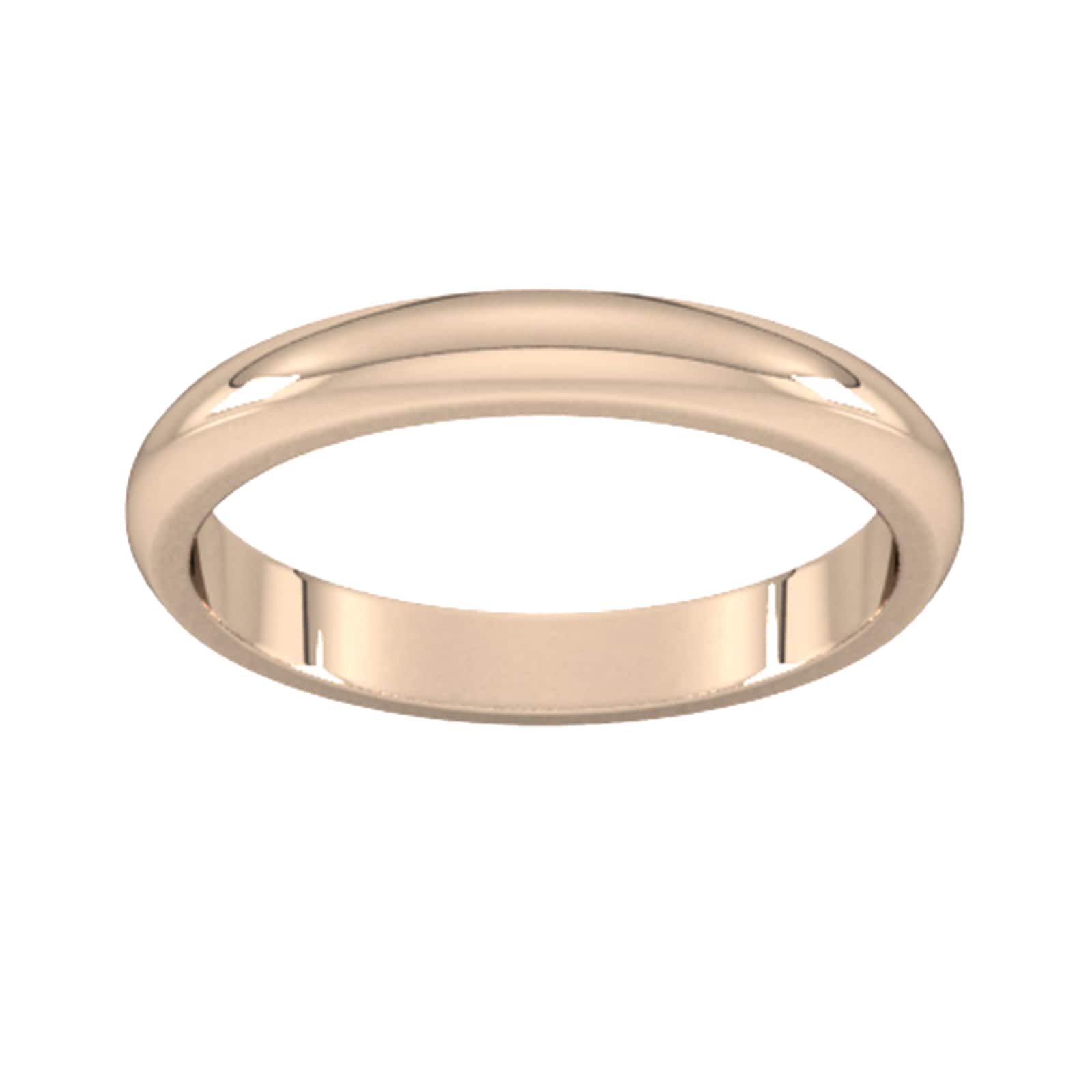 3mm D Shape Heavy Wedding Ring In 18 Carat Rose Gold - Ring Size T