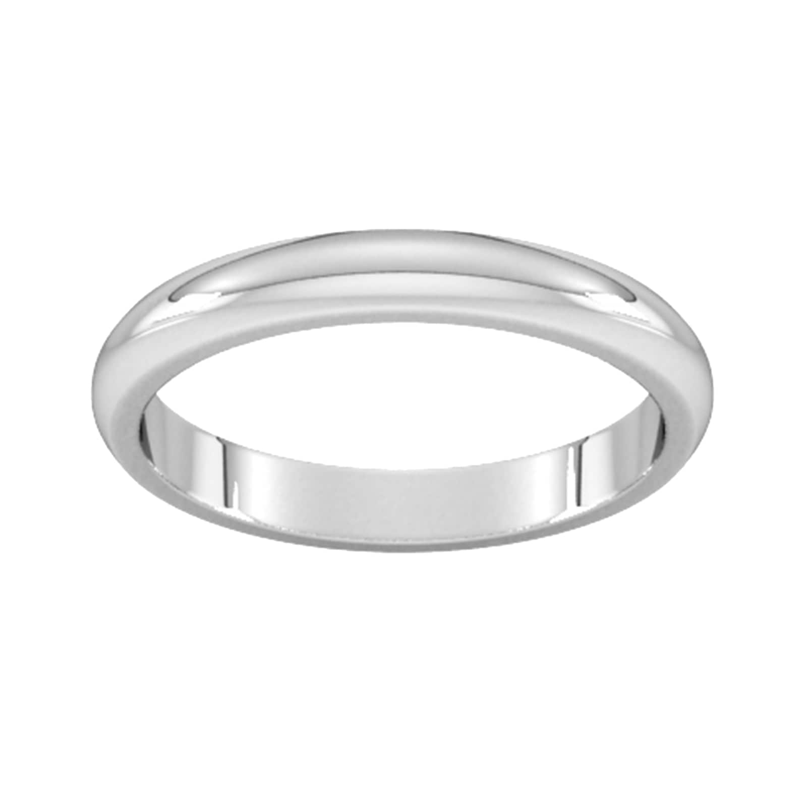 3mm D Shape Heavy Wedding Ring In 950 Palladium - Ring Size S