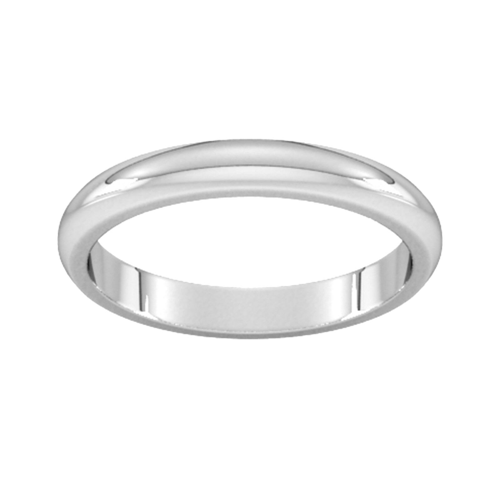 3mm D Shape Heavy Wedding Ring In Platinum - Ring Size Y