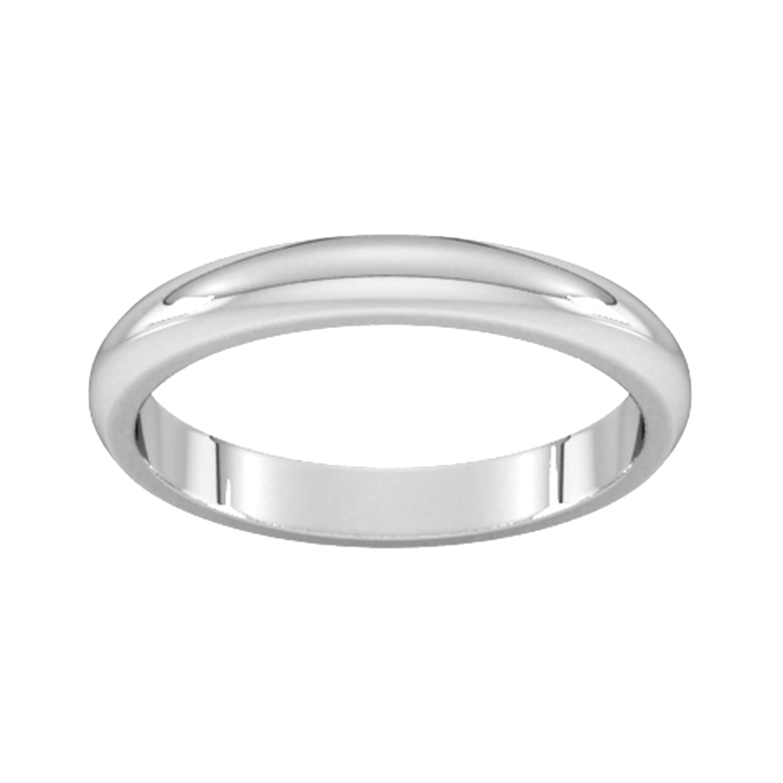 3mm D Shape Heavy Wedding Ring In Sterling Silver - Ring Size N