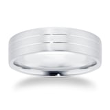 Goldsmiths Palladium 6mm Heavy Satin Grove Wedding Ring - Ring Size T