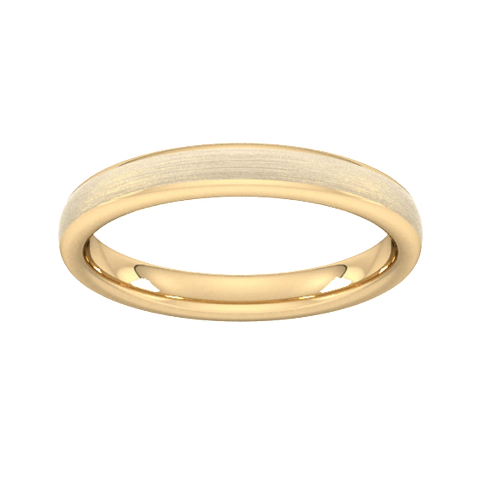 3mm D Shape Heavy Matt Finished Wedding Ring In 18 Carat Yellow Gold - Ring Size Y