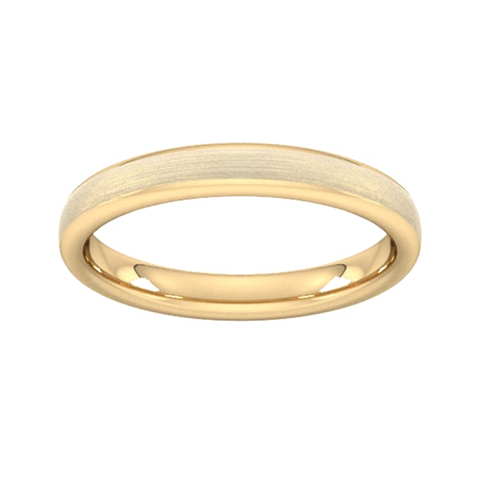 Goldsmiths 3mm D Shape Heavy Matt Finished Wedding Ring In 18 Carat Yellow Gold - Ring Size P