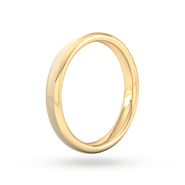 Goldsmiths 3mm D Shape Heavy Matt Finished Wedding Ring In 18 Carat Yellow Gold - Ring Size J