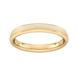 Goldsmiths 3mm D Shape Heavy Matt Centre With Grooves Wedding Ring In 18 Carat Yellow Gold