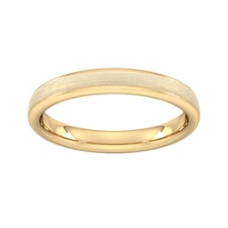 08307886 - 3mm D Shape Heavy Matt Centre With Grooves Wedding Ring In 18 Carat Yellow Gold
