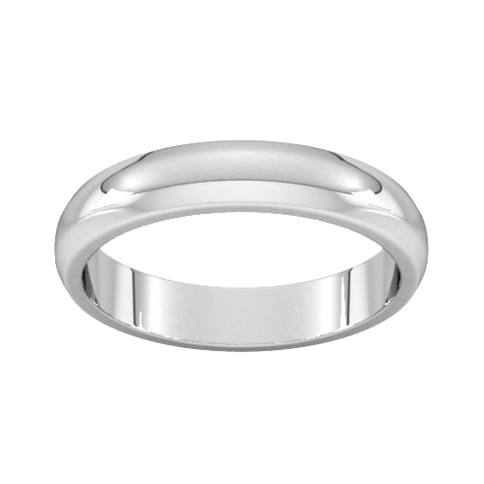 4mm D Shape Heavy Wedding Ring In 9 Carat White Gold - Ring Size R