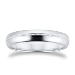 08307899 - 4mm D Shape Heavy Milgrain Centre Wedding Ring In 9 Carat White Gold