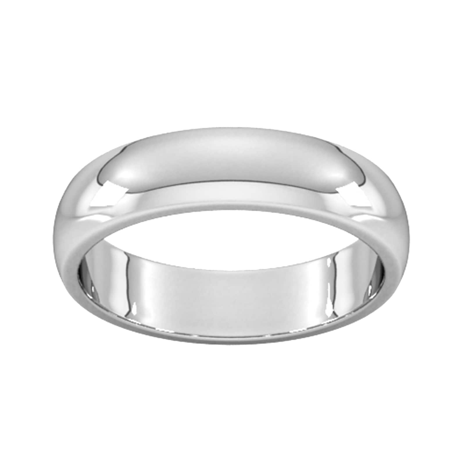 5mm D Shape Heavy Wedding Ring In 9 Carat White Gold - Ring Size J