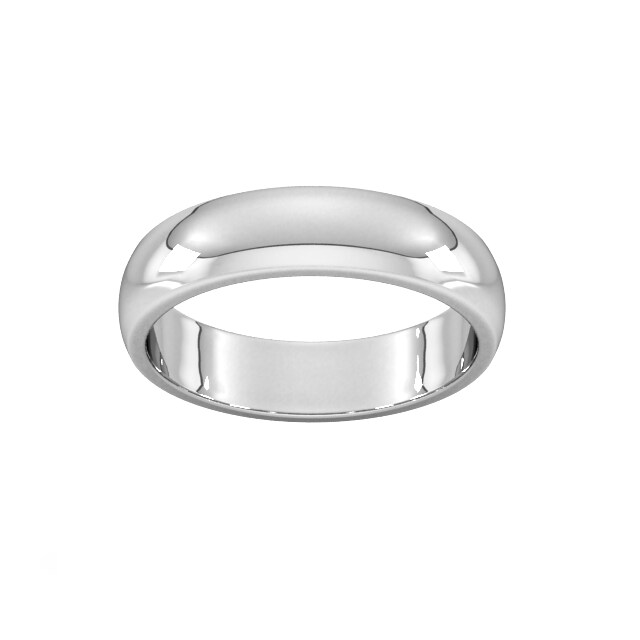 5mm D Shape Heavy Wedding Ring In 950 Palladium - Ring Size T